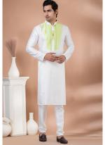 Jacquard White Festival Wear Weaving Kurta Pajama